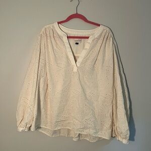 Universal Thread XXL White Cotton Eyelet Blouse Seashell Pattern